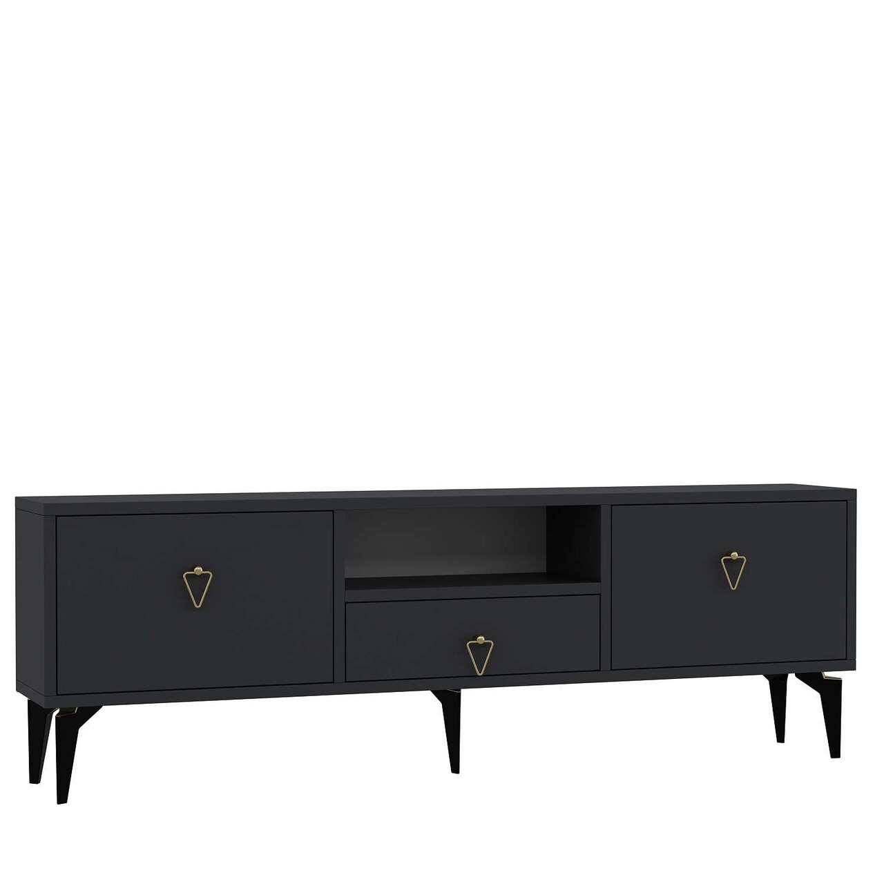 Comoda TV, Hanah Home, 1302-DROP-1, 140x49x30 cm, PAL , Antracit / Aur - view 4