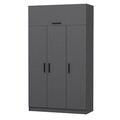 Dulap pentru haine, Minerva, Minar 3 Kapak 2 Çekmece 235, 135x235x52 cm, PAL, Antracit