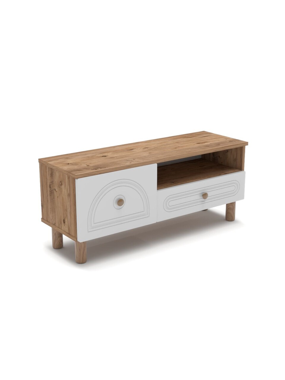 Comoda TV, Hanah Home, Mavora 105, 104x47x35 cm, PAL, Pin Atlantic / Alb