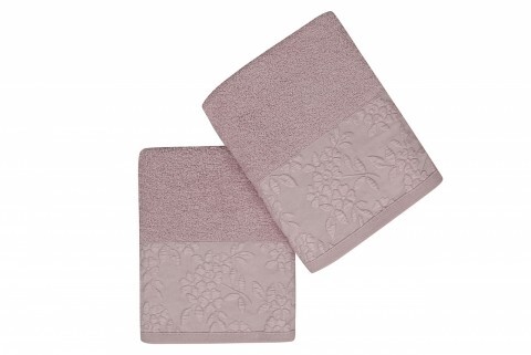 Set 2 prosoape de maini 50x90 cm, 100% bumbac, soft kiss, pamela light lilac