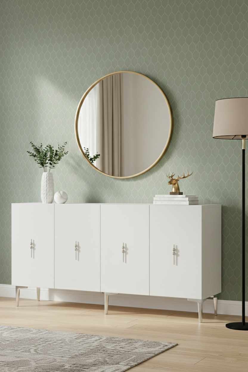Consola, Hanah Home, Ayshe 150, 150x75x32 cm, Alb / Argintiu