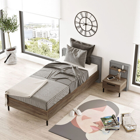 Set dormitor pentru copii, locelso, hm9, maro / gri