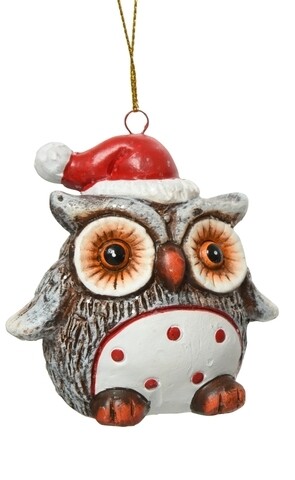 Glob Owl w dot, Decoris, 7.5x5.5x7 cm, teracota, multicolor