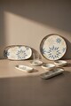 Set de mic dejun, Hermia, 208PEK1136, Portelan, Platou cu măsline: 25 cm (2 bucăți), Alb / Crem / Maro / Albastru