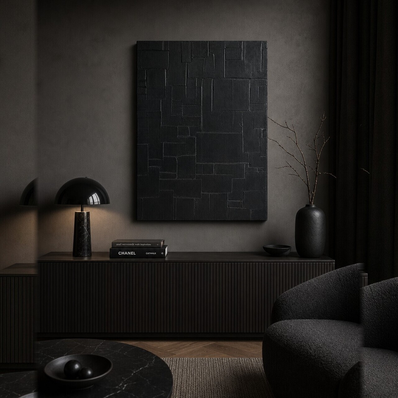 Tablou decorativ, Huhu3210, Cadru: Lemn de pin, Negru
