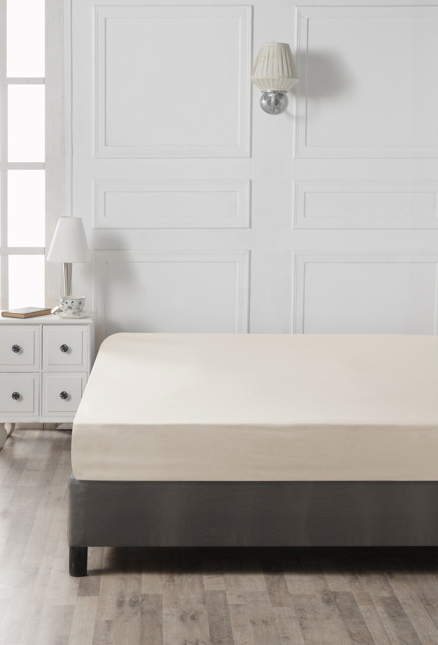 Cearceaf de pat cu elastic Ranforce Single Small (FR), L'essentiel Maison, Cream, Crem - imagine 3