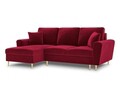 Coltar extensibil stanga 4 locuri, Moghan, Micadoni Home, GL, 241x145x88 cm, catifea, rosu