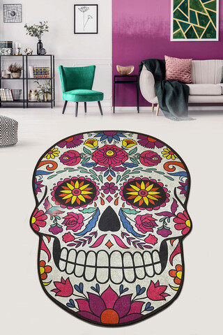 Covoraș De Baie, Chilai Home, Skull Djt (80 X 140), 80×140 Cm, Poliester, Multicolor