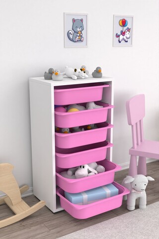 Dulap multifunctional, Estella, Bronz 6N, Alb/Roz