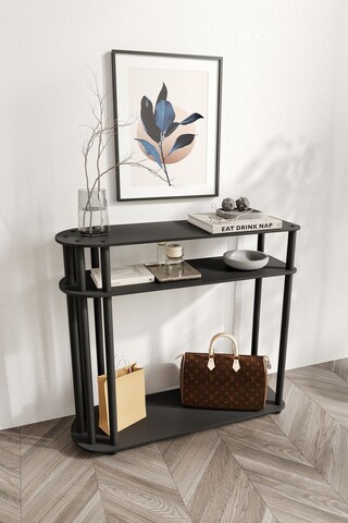 Dulap, Hanah Home, Caprio, 90x30x84 cm, MDF , Negru