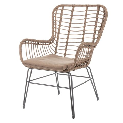 Scaun pentru gradina Ariki v1, 63 x 67 x 97 cm, otel/ratan sintetic