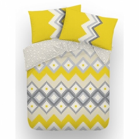 Lenjerie de pat dubla Sunny, Aglika, 3 piese, 200 x 220 cm, 100% bumbac, multicolor