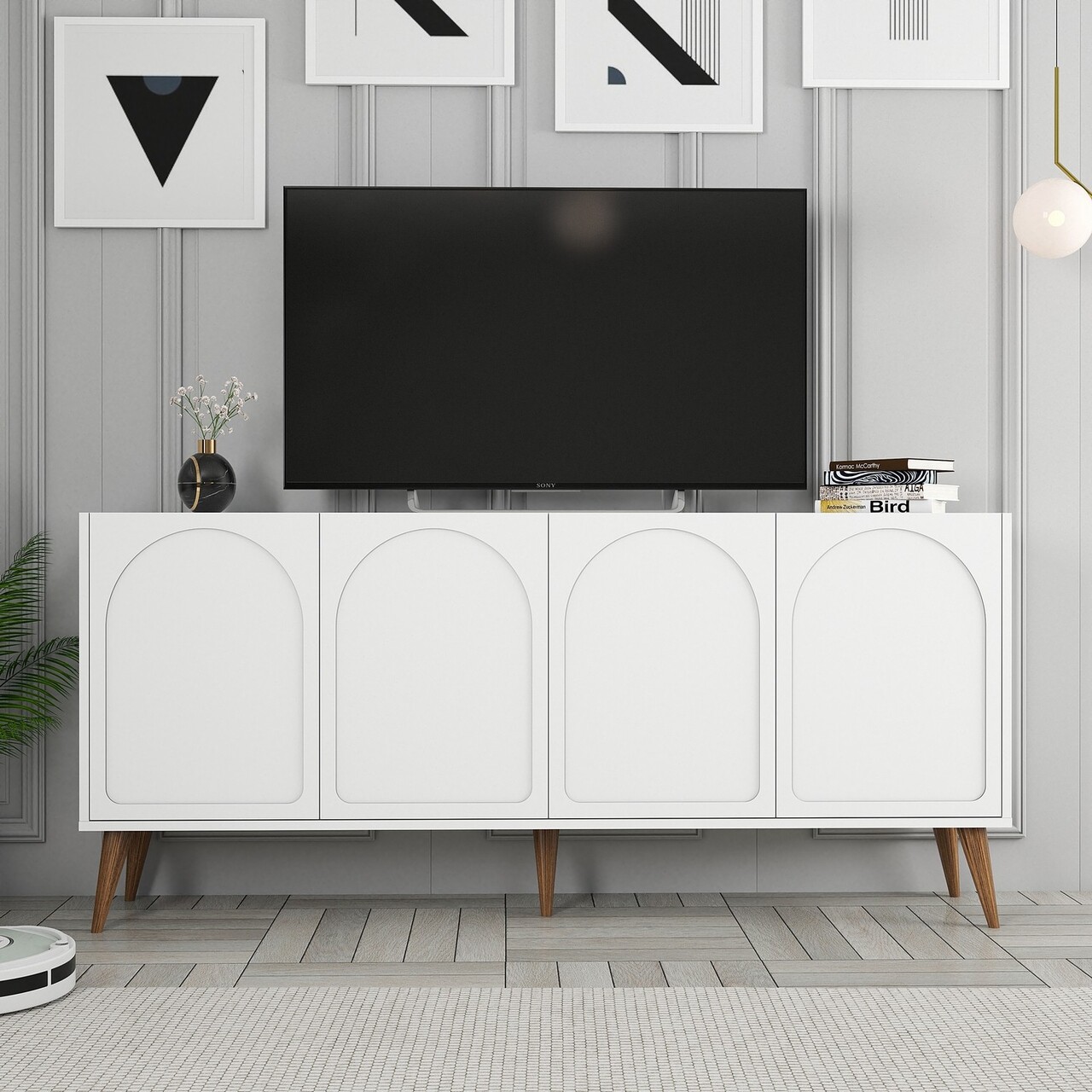 Consola, Hanah Home, Lyon 81, 180x81x35 cm, Alb/Maro - view 6