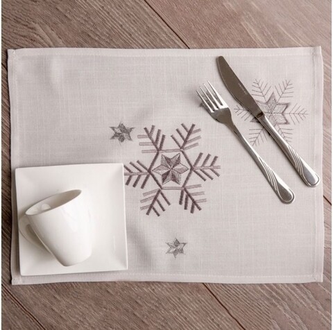 Suport farfurie Snowflakes, Ambition, 30x40 cm, poliester, alb