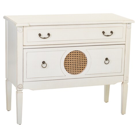 Comoda cu 2 sertare Creaciones Meng, 88x38x72 cm, lemn de brad/ratan