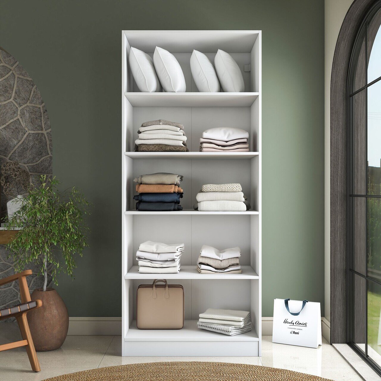 Dulap pentru haine, Hanah Home, BA231, 90x210x57.5 cm, PAL melaminat, Alb - view 7