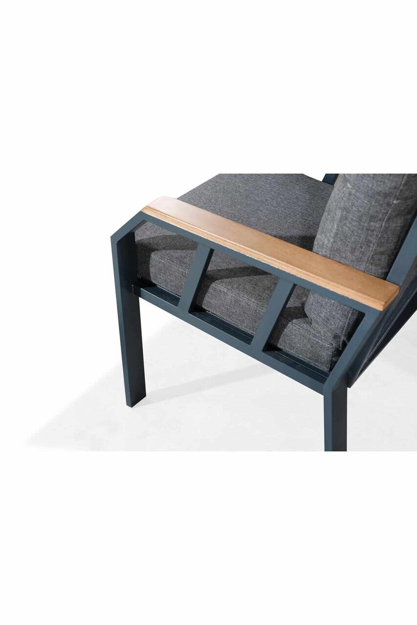 Set mobilier de gradina, Hanah Home, Nergiz 3+1+1, Metal, Gri inchis - view 5
