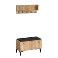 Set cuier si pantofar Lena, Emerald, 80x35x49 cm / 80x15x30 cm, natural