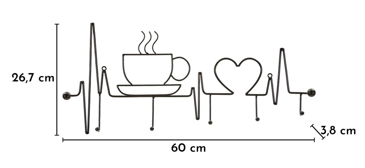 Cuier de perete, Mauro Ferretti, Breakfast, 60x3.8x26.7 cm, metal, negru - imagine 6