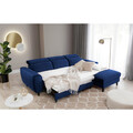 Coltar extensibil dreapta 4 locuri ELTAP, Foble, 267x196x100 cm, lemn/poliester, albastru inchis