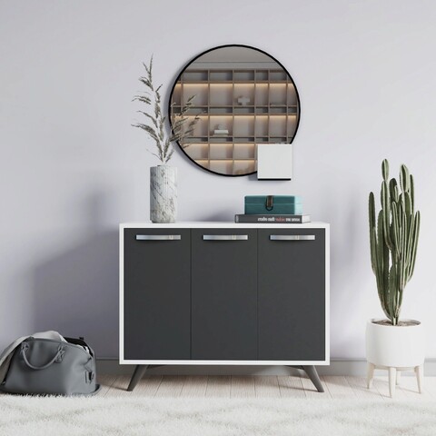 Dulap multifunctional, mod design, piffa, 100x82x35 cm, alb / antracit