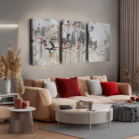 Tablou decorativ, 3PAN-CNV-3032, Dimensiune: 60 x 40 cm (3 bucăți), Multicolor