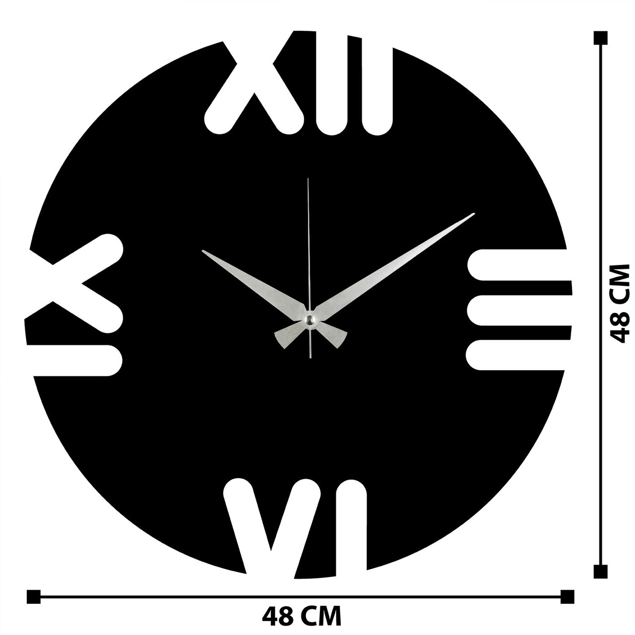 Ceas de perete, Leon, metal, 48 x 48 cm, negru