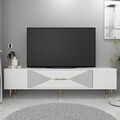 Comoda TV, Olivia, Dekol1, Alb/Auriu