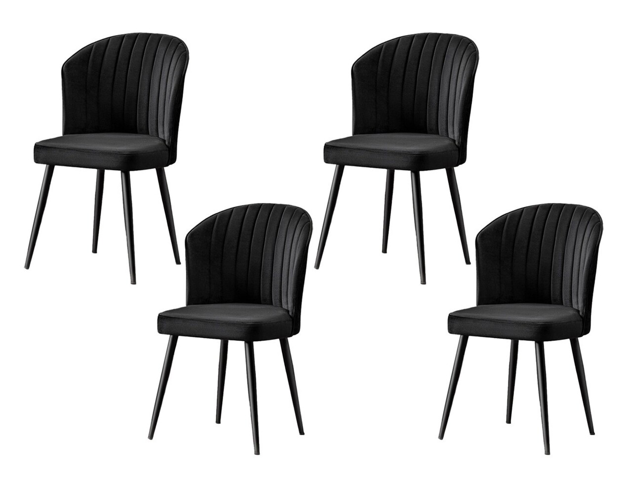 Set scaune 4 piese, Beckley, Rubi, MDF , Negru