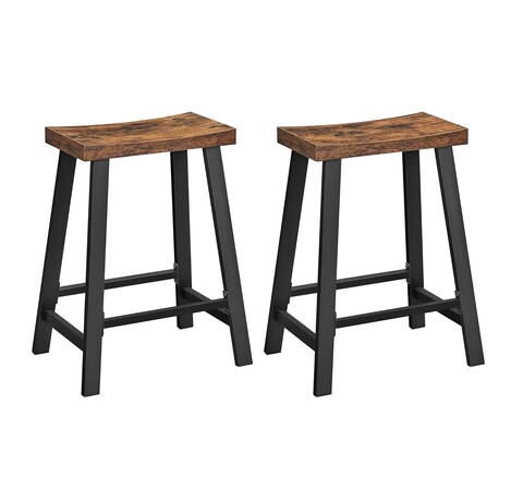 Set 2 scaune de bar, Vasagle, Industrial, 37x62.5 cm, PAL/otel, maro