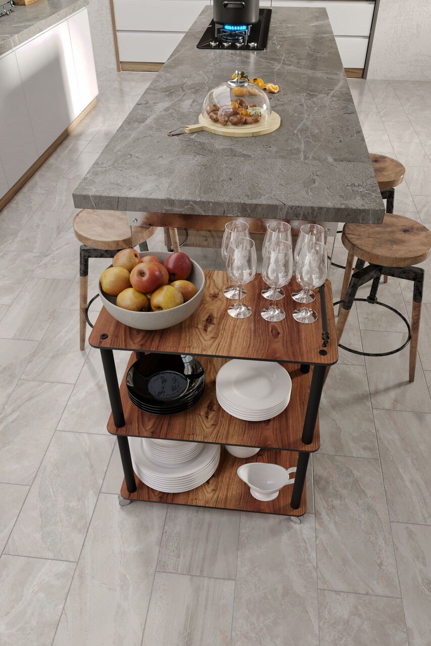 Carucior pentru servire, Hanah Home, Servant, 35x60x74 cm, MDF , Maro - imagine 2