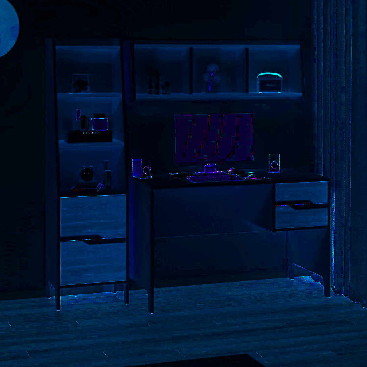 Set birou si biblioteca, Hanah Home, Ruby Desk + Shelf + Bookcase Set, 120x76x60 cm, Piatră Lunii / Nuc — imaginea 4