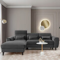 Coltar extensibil stanga 4 locuri ELTAP, Foble, 267x196x100 cm, lemn/poliester, gri inchis