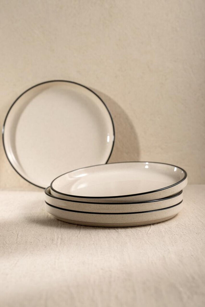 Set 4 farfurii desert Azra, Homla, 20 cm, ceramica, bej/negru - view 2