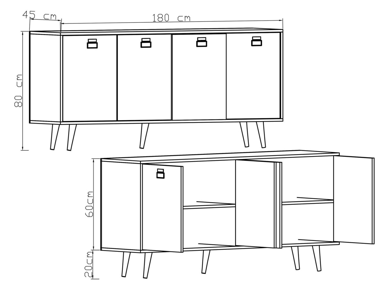 Consola, Hanah Home, Mirza Modern 180, 180x80x45 cm, PAL, Stejar safir / Antracit