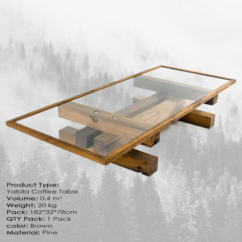 Masuta de cafea, massive design, yabila, 180x30x76 cm, maro