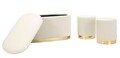 Set bancheta si 2 taburete Shopy, Mauro Ferretti, 80x37x42 cm, 29x35 cm, fier/MDf/poliester, crem/auriu