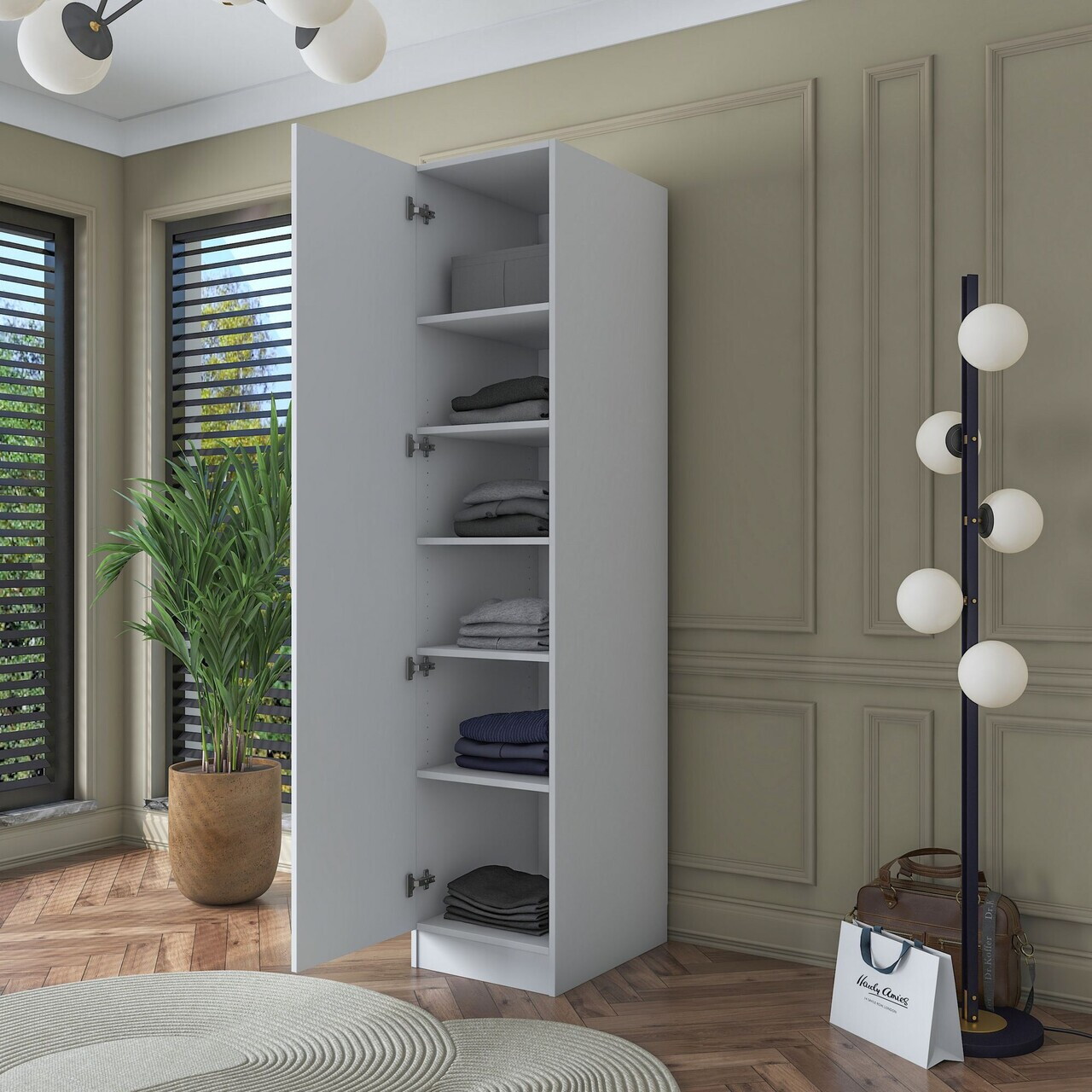 Dulap pentru haine, Hanah Home, BA162, 45x210x57.5 cm, PAL melaminat, Alb - view 5