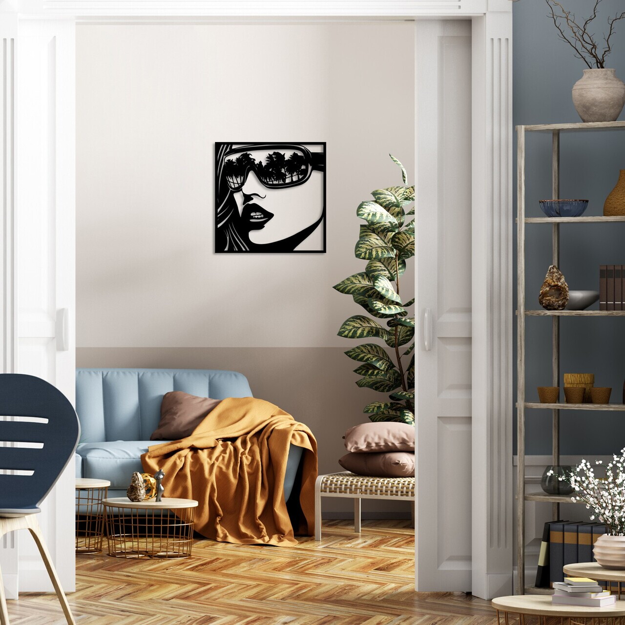 Decoratiune de perete, Miami Beach, Dimensiune: 50 x 49 cm, Negru — imaginea 4