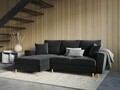 Coltar extensibil stanga 4 locuri, Moghan, Micadoni Home, GL, 241x145x88 cm, catifea, gri inchis