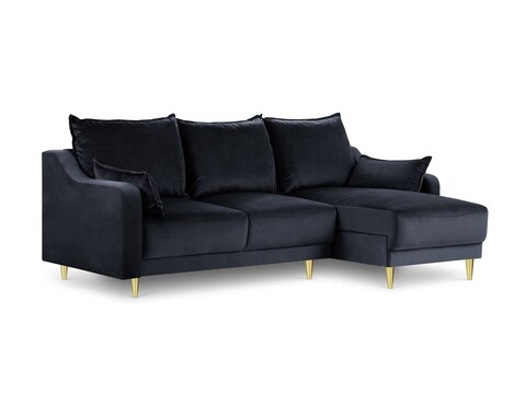 Coltar extensibil reversibil, Pansy, Mazzini Sofas, 4 locuri, cu lada de depozitare, 220x150x90 cm, catifea, albastru inchis