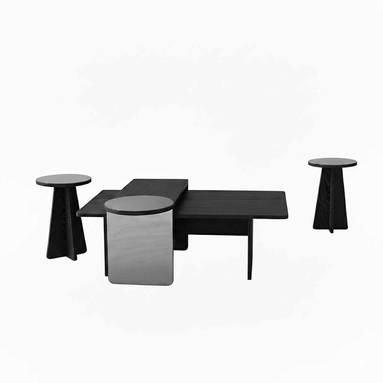 Set masute Nesting 4 piese, Hanah Home, Luna, PAL, Negru/Bronz - imagine 5