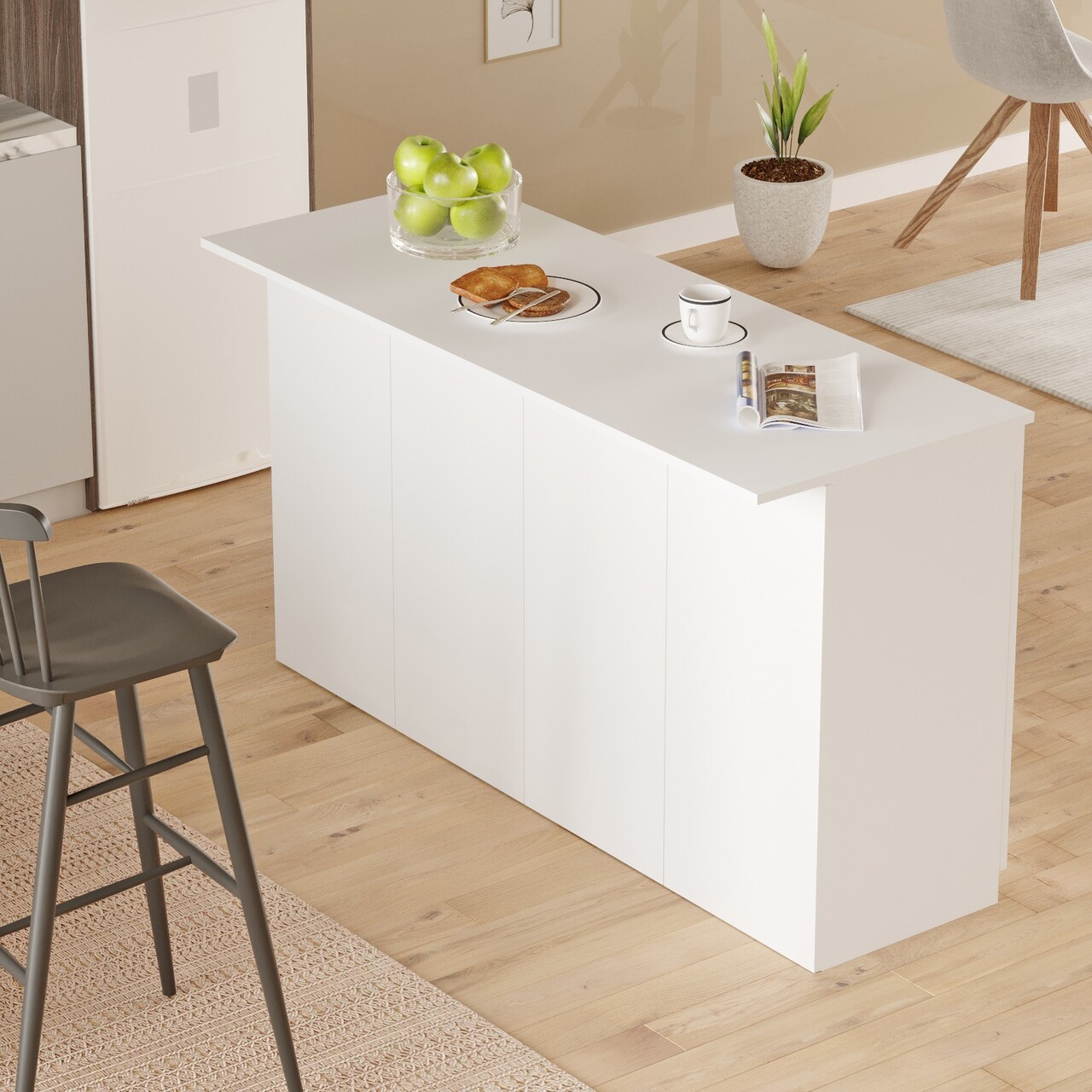 Masa de bucatarie, Hanah Home, OR1-W, 160x90x60 cm, Alb - view 2