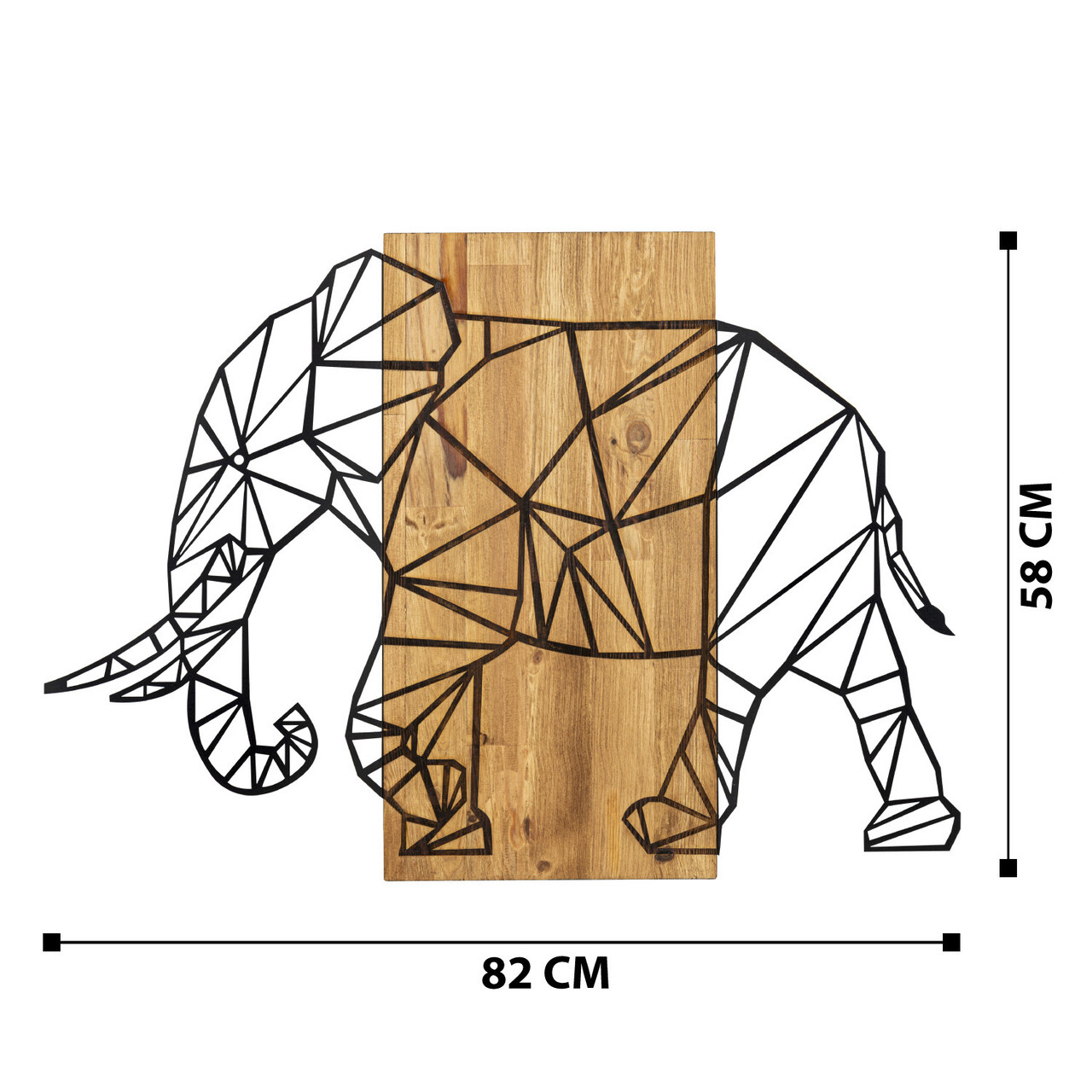 Decoratiune de perete, Ulu Fil, lemn/metal, 82 x 58 cm, negru/maro