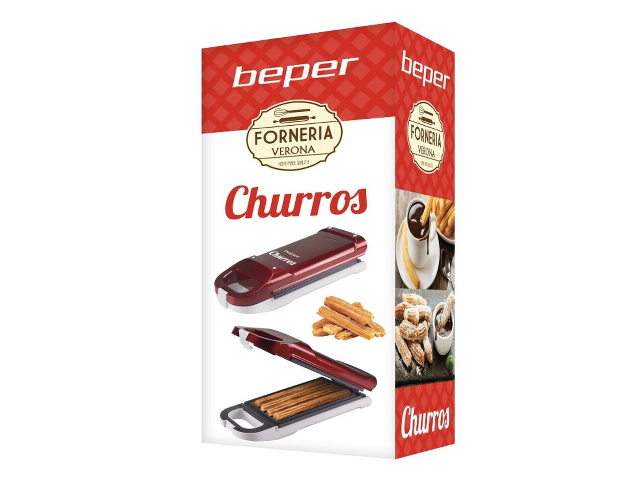 Aparat de facut churros Beper, 700W, capacitate 4 bucati, 19 cm, rosu/alb - imagine 6