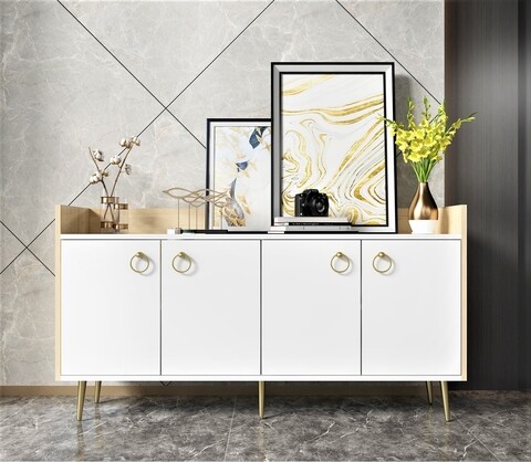 Consola, olivia, daring, 140 x 75.2 x 40 cm, pal melaminat, stejar/alb