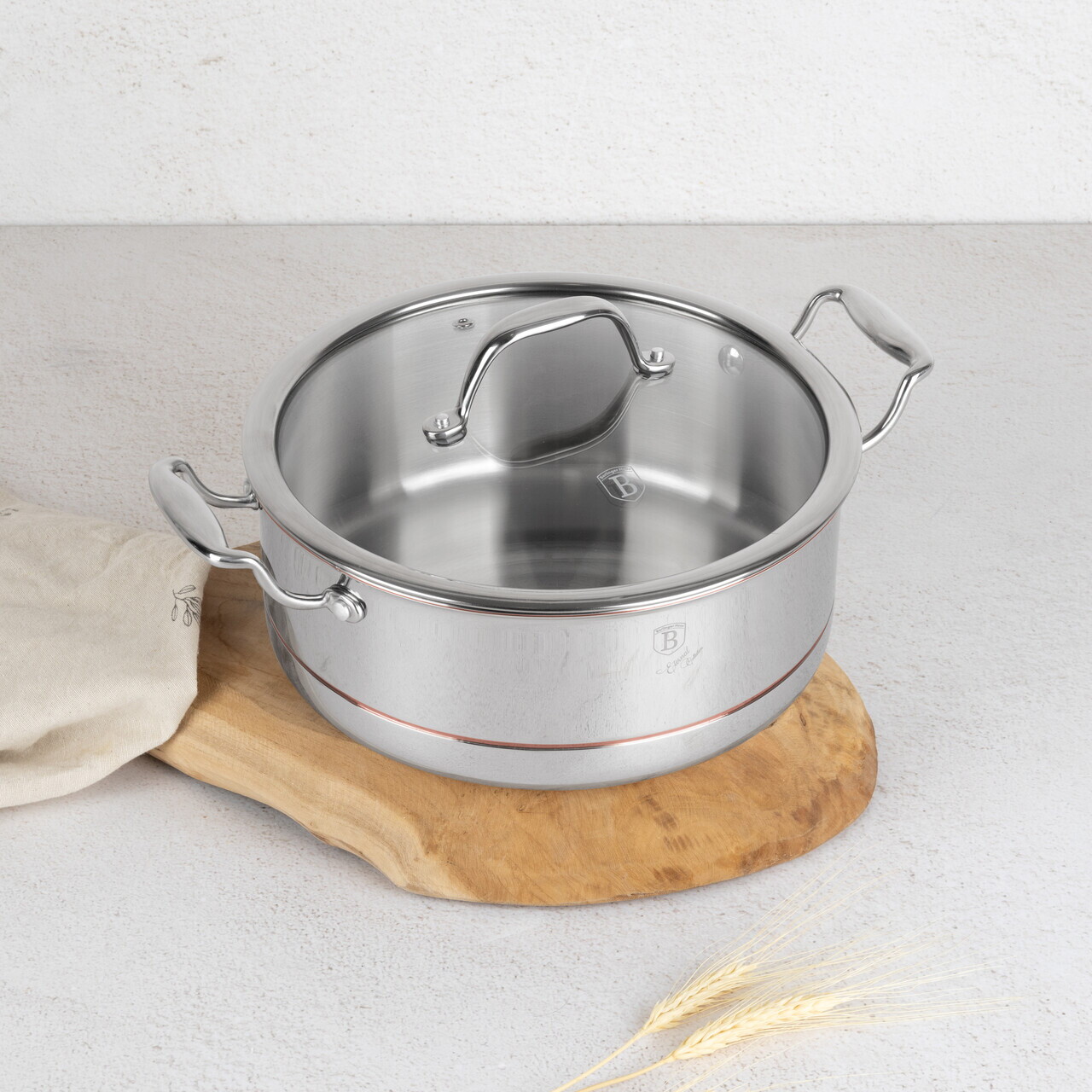 Oala cu capac Berlinger Haus, Copper Touch, 24 cm, inox/aluminiu, argintiu - imagine 2