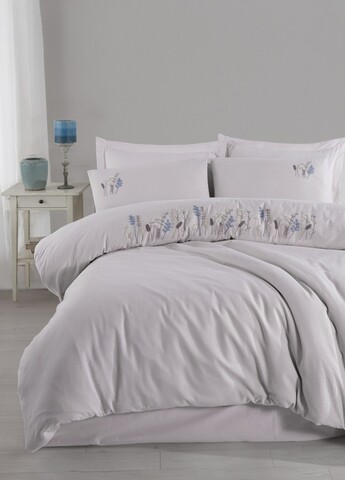Lenjerie de pat dubla, Nilda - Light Grey, Şaheser, Bumbac