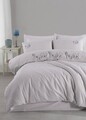 Lenjerie de pat dubla, Nilda - Light Grey, Şaheser, Bumbac