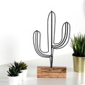 Decoratiune, Cactus, 17x37x3.5 cm, Metal, Negru